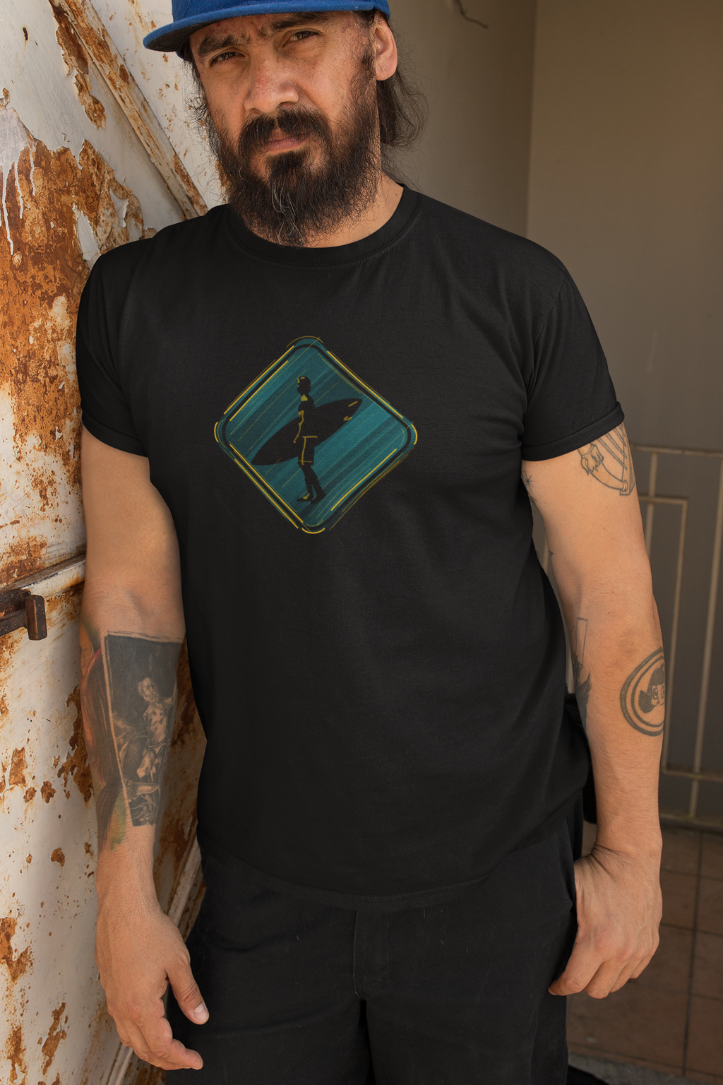 Blue Surfer Crossing | T-shirt